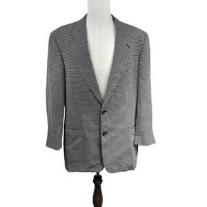 Hugo Boss Blazer Men 44L Wool Black White Houndstooth 2 Button Sports Coat USA